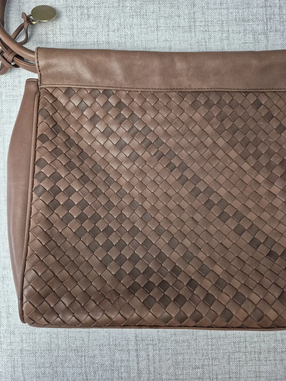 Vtg 90s Etienne Aigner Woven Leather Purse Cognac Brown Intrecciato